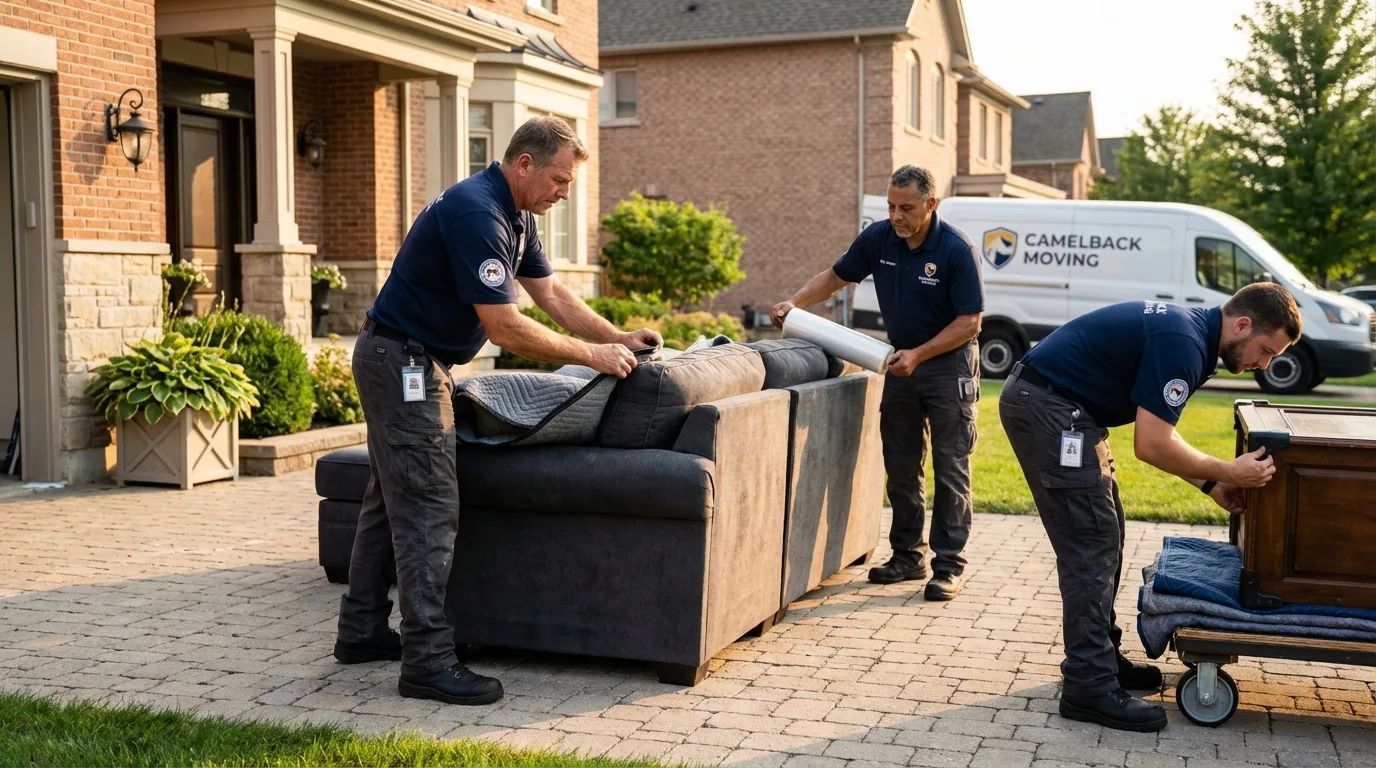 Large estate moving crew wrapping furniture in Niland, CA